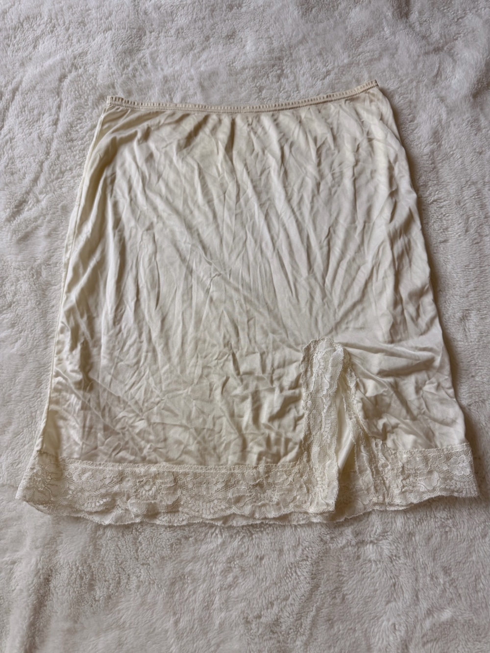 Women's Ivory Lace-Trim Slip Skirt